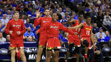 JACKSONVILLE, FLORIDA - MARCH 23: The Maryland Terrapins bench celebrates as they take on the LSU Tigers during the second half of the game in the second round of the 2019 NCAA Men's Basketball Tournament at Vystar Memorial Arena on March 23, 2019 in Jacksonville, Florida. (Photo by Mike Ehrmann/Getty Images)