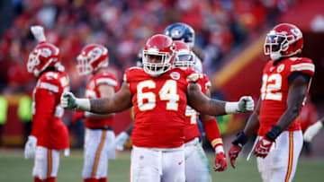 Mike Pennel #64 of the Kansas City Chiefs reacts after a tackle for loss (Photo by Joe Robbins/Getty Images)
