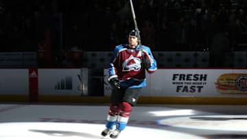 DENVER, CO - JANUARY 02: Erik Johnson #6 of the Colorado Avalanche is named the third star of the game against the Winnipeg Jets at the Pepsi Center on January 2, 2018 in Denver, Colorado. (Photo by Michael Martin/NHLI via Getty Images)