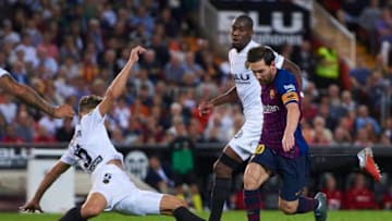 VALENCIA, SPAIN - OCTOBER 7: Lionel Messi, forward of FC Barcelona in action during the La Liga match between Valencia CF and FC Barcelona at Mestalla stadium on October 7, 2018 in Valencia, Spain. (Photo by Carlos Sanchez Martinez/Icon Sportswire via Getty Images)