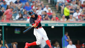 CLEVELAND, OH - JULY 14: Brandon Guyer #6 of the Cleveland Indians bats against the New York Yankees in the fourth inning at Progressive Field on July 14, 2018 in Cleveland, Ohio. The Yankees defeated the Indians 5-4. (Photo by David Maxwell/Getty Images)