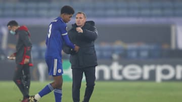 Wesley Fofana of Leicester City with Brendan Rodgers (Photo by James Williamson - AMA/Getty Images)