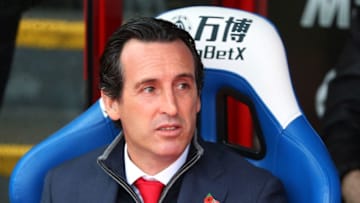 LONDON, ENGLAND - OCTOBER 28: Unai Emery, Manager of Arsenal looks on during the Premier League match between Crystal Palace and Arsenal FC at Selhurst Park on October 28, 2018 in London, United Kingdom. (Photo by Catherine Ivill/Getty Images)