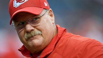 DENVER, CO - OCTOBER 1: Head coach Andy Reid of the Kansas City Chiefs looks on as he walks off the field before a game against the Denver Broncos at Broncos Stadium at Mile High on October 1, 2018 in Denver, Colorado. (Photo by Dustin Bradford/Getty Images)