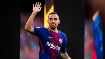 BARCELONA, SPAIN - AUGUST 07: Paco Alcacer of FC Barcelona enters the pitch ahead of the Joan Gamper Trophy match between FC Barcelona and Chapecoense at Camp Nou stadium on August 7, 2017 in Barcelona, Spain. (Photo by Alex Caparros/Getty Images)