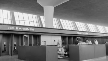Public telephones at Dulles International Airport, c. 1960