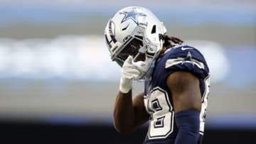 Oct 30, 2022; Arlington, Texas, USA; Dallas Cowboys wide receiver CeeDee Lamb (88) reacts after getting a first down in the second quarter against the Chicago Bears at AT&T Stadium. Mandatory Credit: Tim Heitman-USA TODAY Sports