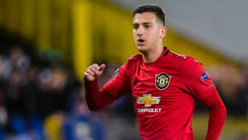 Diogo Dalot of Manchester United during the UEFA Europa League round of 32 first leg match between Club Brugge KV and Manchester United FC at Jan Breydel stadium on February 20, 2020 in Bruges, Belgium(Photo by ANP Sport via Getty Images)