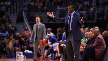 DETROIT, MICHIGAN - OCTOBER 28: Head coach Dwane Casey reacts while playing the Indiana Pacers at Little Caesars Arena on October 28, 2019 in Detroit, Michigan. Detroit won the game 96-94. NOTE TO USER: User expressly acknowledges and agrees that, by downloading and/or using this photograph, user is consenting to the terms and conditions of the Getty Images License Agreement. (Photo by Gregory Shamus/Getty Images)