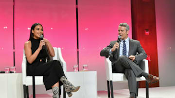 NEW YORK, NY - SEPTEMBER 27: (EXCLUSIVE ACCESS, SPECIAL RATES APPLY) Kim Kardashian-West and Andy Cohen speak at The Girls' Lounge dinner, giving visibility to women at Advertising Week 2016, at Pier 60 on September 27, 2016 in New York City. (Photo by Slaven Vlasic/Getty Images for The Girls' Lounge)