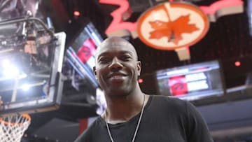 TORONTO, ON - MAY 23: Former NFL player Terrell Owens poses for a photo before the start of the Toronto Raptors game against the Cleveland Cavaliers in Game Four of the Eastern Conference Finals during the 2016 NBA Playoffs at the Air Canada Centre on May 23, 2016 in Toronto, Ontario, Canada. NOTE TO USER: User expressly acknowledges and agrees that, by downloading and or using this photograph, User is consenting to the terms and conditions of the Getty Images License Agreement. (Photo by Tom Szczerbowski/Getty Images)