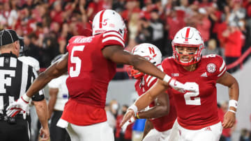 Omar Manning says goodbye to Nebraska football fanns (Photo by Steven Branscombe/Getty Images)