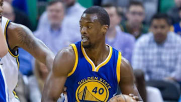 Mar 30, 2016; Salt Lake City, UT, USA; Golden State Warriors forward Harrison Barnes (40) dribbles the ball during the first quarter against the Utah Jazz at Vivint Smart Home Arena. Mandatory Credit: Russ Isabella-USA TODAY Sports