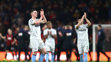 BOURNEMOUTH, ENGLAND - JANUARY 19: Declan Rice of West Ham United acknowledges the fans after the Premier League match between AFC Bournemouth and West Ham United at Vitality Stadium on January 19, 2019 in Bournemouth, United Kingdom. (Photo by Bryn Lennon/Getty Images)