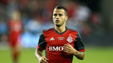 TORONTO, ON - SEPTEMBER 19: Sebastian Giovinco #10 of Toronto FC looks on during the first half of the 2018 Campeones Cup Final against Tigres UANL at BMO Field on September 19, 2018 in Toronto, Canada. (Photo by Vaughn Ridley/Getty Images)