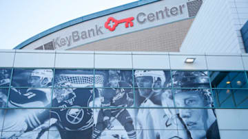 BUFFALO, NY - OCTOBER 5: A general view of the outside of the KeyBank Center before the game between the Buffalo Sabres and the Montreal Canadiens at the KeyBank Center on October 5, 2017 in Buffalo, New York. (Photo by Kevin Hoffman/Getty Images)