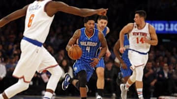 Jan 2, 2017; New York, NY, USA; Orlando Magic guard Elfrid Payton (4) brings the ball up-court during the second quarter against the New York Knicks at Madison Square Garden. Mandatory Credit: Adam Hunger-USA TODAY Sports