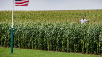 Alex Rodriguez at the Field of Dreams movie site. (Syndication: The Des Moines Register)
