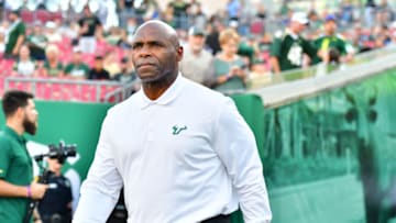 TAMPA, FLORIDA - NOVEMBER 23: Head coach Charlie Strong of the South Florida Bulls enters the field before kickoff against the UCF Knights at Raymond James Stadium on November 23, 2018 in Tampa, Florida. (Photo by Julio Aguilar/Getty Images)
