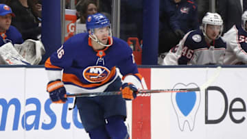 UNIONDALE, NEW YORK - DECEMBER 23: Andrew Ladd #16 of the New York Islanders skates against the Columbus Blue Jackets at NYCB Live's Nassau Coliseum on December 23, 2019 in Uniondale, New York. The Blue Jackets defeated the Islanders 3-2. (Photo by Bruce Bennett/Getty Images)