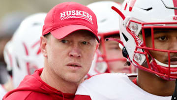 Head coach Scott Frost of the Nebraska Cornhuskers looks on (Photo by Patrick McDermott/Getty Images)