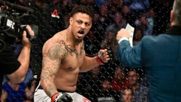 BOSTON, MASSACHUSETTS - OCTOBER 18: Greg Hardy prepares to fight Ben Sosoli in their heavyweight bout during the UFC Fight Night event at TD Garden on October 18, 2019 in Boston, Massachusetts. (Photo by Chris Unger/Zuffa LLC via Getty Images)