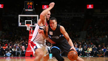 WASHINGTON, DC -  MARCH 5: Aaron Gordon #00 of the Orlando Magic drives to the basket against the Washington Wizards on March 5, 2017 at Verizon Center in Washington, DC. NOTE TO USER: User expressly acknowledges and agrees that, by downloading and/or using this photograph, user is consenting to the terms and conditions of the Getty Images License Agreement. Mandatory Copyright Notice: Copyright 2017 NBAE (Photo by Ned Dishman/NBAE via Getty Images)