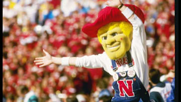 Mascot of the Nebraska Cornhuskers waves during the Fiesta Bowl against the Florida State Seminoles at Sun Devil Stadium in Tempe, Arizona.