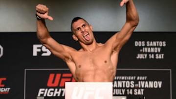 BOISE, ID - JULY 13: Niko Price poses on the scale during the UFC Fight Night weigh-in at The Grove Hotel on July 13, 2018 in Boise, Idaho. (Photo by Josh Hedges/Zuffa LLC)