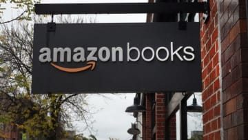 CHICAGO, ILLINOIS - OCTOBER 29: A sign hangs above an Amazon Books store on October 29, 2021 in Chicago, Illinois. Amazon's earnings have missed Wall Street expectations for the second quarter in a row as the company deals with slowing post-pandemic sales, product shortages, and higher delivery and labor costs. (Photo by Scott Olson/Getty Images)