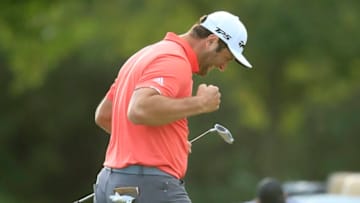 Jon Rahm drains 60 foot putt at PGA Tour event (Photo by Andy Lyons/Getty Images)