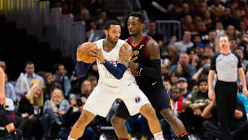 CLEVELAND, OH - FEBRUARY 22: Mike Scott #30 of the Washington Wizards posts up against Jeff Green #32 of the Cleveland Cavaliers during the second half at Quicken Loans Arena on February 22, 2018 in Cleveland, Ohio. The Wizards defeated the Cavaliers 110-103. NOTE TO USER: User expressly acknowledges and agrees that, by downloading and or using this photograph, User is consenting to the terms and conditions of the Getty Images License Agreement. (Photo by Jason Miller/Getty Images)