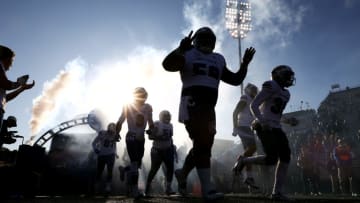 LAWRENCE, KANSAS - NOVEMBER 30: The Kansas Jayhawks exit the tunnel onto the field prior to the game against the Baylor Bears at Memorial Stadium on November 30, 2019 in Lawrence, Kansas. (Photo by Jamie Squire/Getty Images)