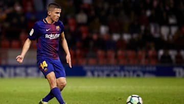 LUGO, SPAIN - FEBRUARY 18: Sergi Palencia of FC Barcelona B in actionduring the La Liga 123 match between CD Lugo and FC Barcelona B at Angel Carro Stadium on February 18, 2018 in Lugo, Spain. (Photo by Quality Sport Images/Getty Images)