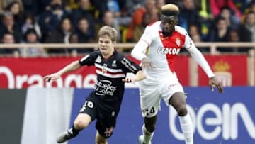 Monaco's French Midfielder Tiemoue Bakayoko (R) vies with Nice's French midfielder Vincent Koziello during the French L1 football match between Monaco (ASM) and Nice (OGCN) at Louis II Stadium in Monaco on February 6, 2016. AFP PHOTO / VALERY HACHE / AFP / VALERY HACHE (Photo credit should read VALERY HACHE/AFP/Getty Images)
