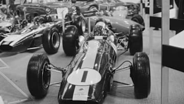 Jim Clark's Lotus race car exhibited at a Racing Car Show, UK, 24th January 1965. (Photo by Ron Gerelli/Daily Express/Hulton Archive/Getty Images)