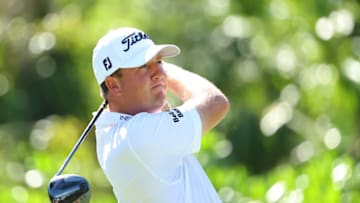 PLAYA DEL CARMEN, MEXICO - DECEMBER 05: Tom Hoge of the United States plays his shot from the seventh tee during the third round of the Mayakoba Golf Classic at El Camaleón Golf Club on December 05, 2020 in Playa del Carmen, Mexico. (Photo by Hector Vivas/Getty Images)