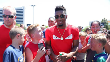 SALT LAKE CITY, UT - JULY 02: Donovan Mitchell #45 of the Utah Jazz hosts a 3 v 3 Tournament at vivint.SmartHome Arena on July 2, 2018 in Salt Lake City, Utah. NOTE TO USER: User expressly acknowledges and agrees that, by downloading and/or using this photograph, user is consenting to the terms and conditions of the Getty Images License Agreement. Mandatory Copyright Notice: Copyright 2018 NBAE (Photo by Melissa Majchrzak/NBAE via Getty Images)