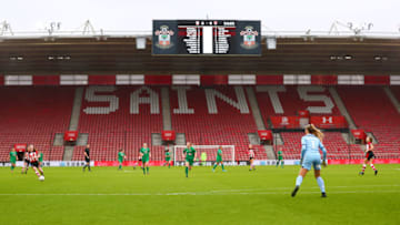 SOUTHAMPTON, ENGLAND - JANUARY 26: A general view of the action during the Women's FA Cup fourth round match between Southampton FC Women and Coventry United Ladies at St Mary's Stadium on January 26, 2020 in Southampton, England. (Photo by Dan Istitene/Getty Images)