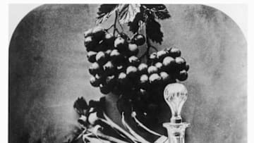 Still life with fruit and a carafe of wine, circa 1865. (Photo by Roger Fenton/Hulton Archive/Getty Images)