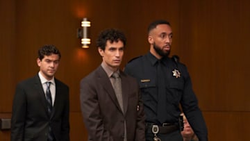 ACCUSED: L-R: Daniel Maslany, Adam Bakri and Tea Zwarych in the “Samir’s Story” episode of ACCUSED airing Tuesday, April 25 (9:01-10:00 PM ET/PT) on FOX. ©2023 Fox Media LLC. CR: Steve Wilkie/FOX