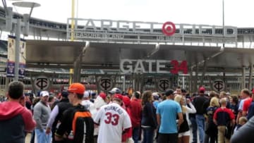 Jul 14, 2014; Minneapolis, MN, USA; A general view as baseball fans arrive for workout day the day before the 2014 MLB All Star Game at Target Field. Mandatory Credit: Jeff Curry-USA TODAY Sports