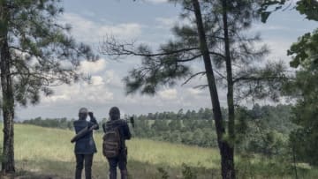 Norman Reedus as Daryl Dixon, Melissa McBride as Carol Peletier; group - The Walking Dead _ Season 10, Episode 6 - Photo Credit: Jace Downs/AMC