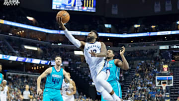 MEMPHIS, TN - OCTOBER 30: Tyreke Evans #12 of the Memphis Grizzlies goes up for a lay up against the Charlotte Hornets at the FedEx Forum on October 30, 2017 in Memphis, Tennessee. NOTE TO USER: User expressly acknowledges and agrees that, by downloading and or using this photograph, User is consenting to the terms and conditions of the Getty Images License Agreement. The Hornets defeated the Grizzlies 104-99. (Photo by Wesley Hitt/Getty Images)