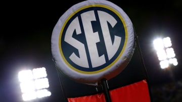 BATON ROUGE, LA - SEPTEMBER 10: The SEC logo is seen during a game at Tiger Stadium on September 10, 2016 in Baton Rouge, Louisiana. (Photo by Jonathan Bachman/Getty Images)
