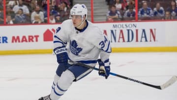 Oct 12, 2016; Ottawa, Ontario, CAN; Toronto Maple Leafs center Auston Matthews (34) skates in the second period against the Ottawa Senators at the Canadian Tire Centre. Mandatory Credit: Marc DesRosiers-USA TODAY Sports