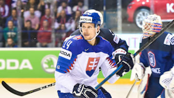 KOSICE, SLOVAKIA - MAY 17: Richard Panik #14 of Slovakia looks on during the 2019 IIHF Ice Hockey World Championship Slovakia group A game between France and Slovakia at Steel Arena on May 17, 2019 in Kosice, Slovakia. (Photo by Lukasz Laskowski/PressFocus/MB Media/Getty Images)
