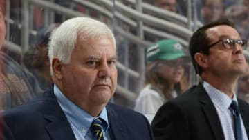GLENDALE, AZ - OCTOBER 19: Head coach Ken Hitchcock of the Dallas Stars watches second period action against the Arizona Coyotes at Gila River Arena on October 19, 2017 in Glendale, Arizona. (Photo by Norm Hall/NHLI via Getty Images)