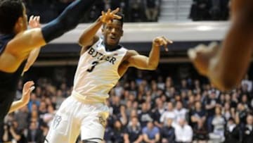 Jan 4, 2017; Indianapolis, IN, USA; Butler University guard Kamar Baldwin (3) passes the ball during the first half against Villanova University at Hinkle Fieldhouse. Mandatory Credit: Thomas J. Russo-USA TODAY Sports
