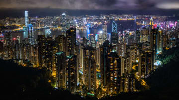A skyline view of Hong Kong and Victoria Harbour.